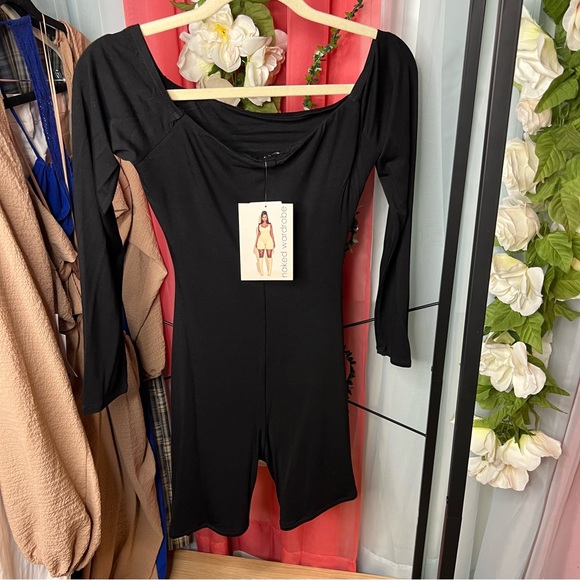 Naked Wardrobe Cutout Off The Shoulder Romper Long Sleeve - Picture 2 of 4